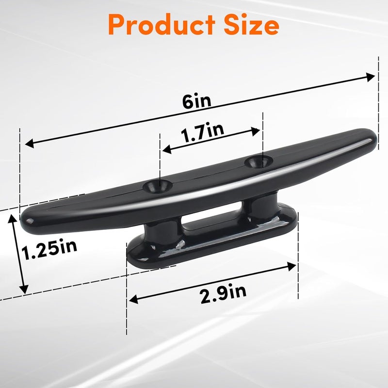 VEITHI Black Nylon Boat Cleat 4"/5"/6"/8", Dock Cleat with Hardware 4 Pack,Boat Dock Cleats Kayak Cleat Rope Cleat Used for Docking Boats, Canoe,Mooring,Maritime Decor,Dock Tie Down Cleats - Image 2